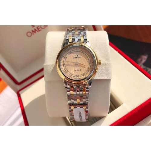 Omega De Ville SS/RG 28mm Gold Dial Real Diamond on SS Bracelet EAT1376 Omega De Ville SS/RG 28mm Gold Dial Real Diamond on SS Bracelet EAT1376
