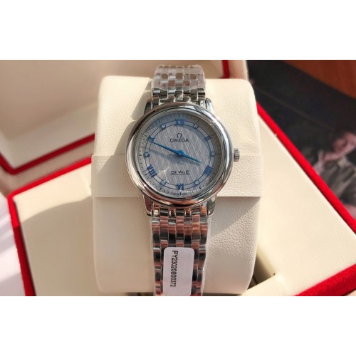 Omega De Ville SS 28mm Gray Dial Real Diamond on SS Bracelet EAT1376