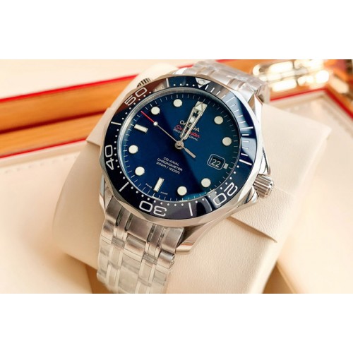 Omega Seamaster Diver 300M 1:1 Best Edition Blue Ceramic Bezel Blue Ceramic Dial on SS Bracelet Swiss ETA-2824