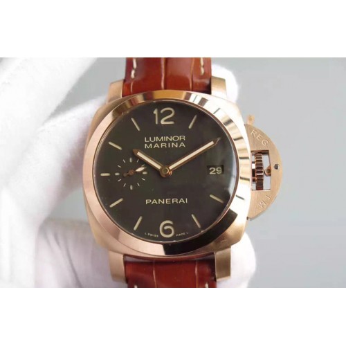 Panerai PAM393 O Ladies RG Brown Dial on Brown Leather Strap P9000