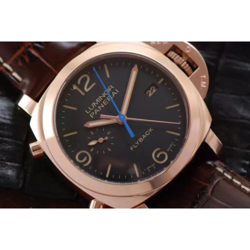 Panerai PAM525 P RG V6F Black Dial on Brown Leather Strap P.9100