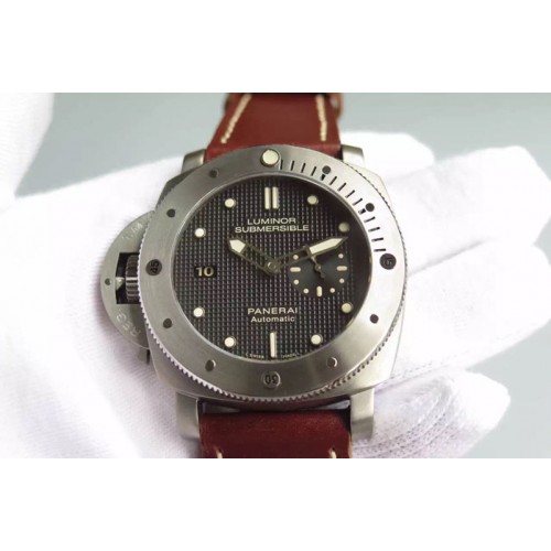 Panerai PAM 569 Q Titanium JF 1:1 Best Edition on Brown Thick Leather Strap P9000 Clone