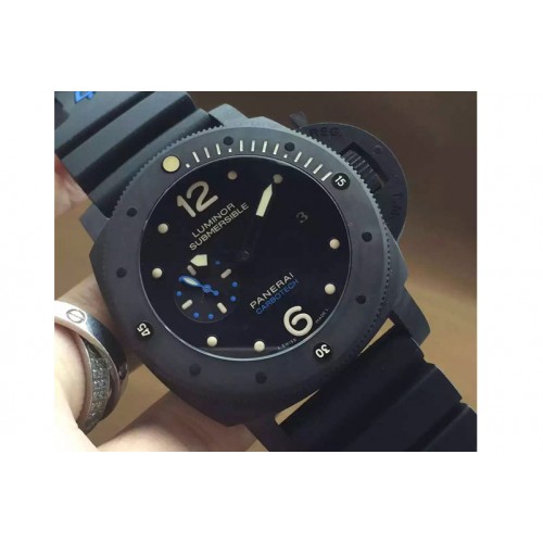 Panerai PAM616 Carbotech JF Best Edition on Blue Logo Black Rubber Strap P9000 Clone