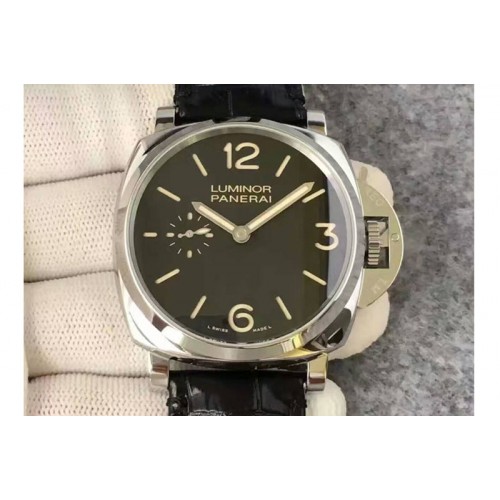 Panerai PAM 676 Luminor Due 3 Days Acciaio V6F Best Edition on Black Leather Strap P.1000