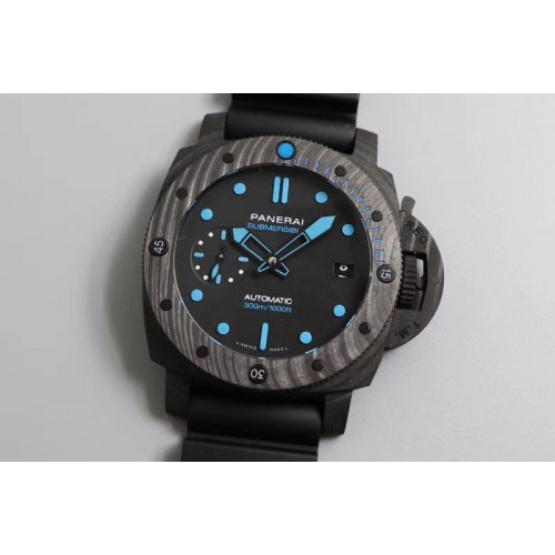 Panerai PAM 960 Carbotech 42mm VSF Best Edition Black Dial Blue Markers on Rubber Strap P.9010 Clone