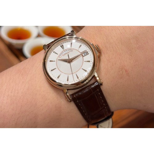 Patek Philippe Calatrava 5153 RG 3KF 1:1 Best Edition White Dial on Brown Leather Strap A324CS