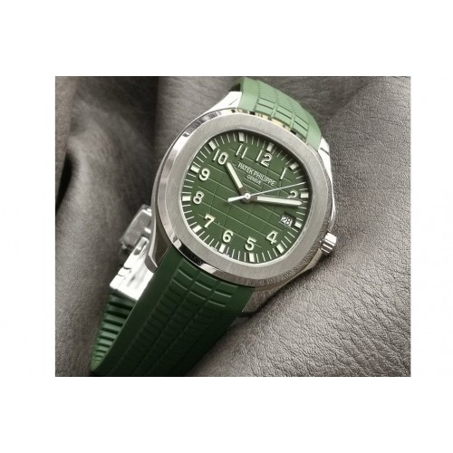 Patek Philippe Aquanaut 5168G 42mm SS 3KF 1:1 Best Edition Green Dial on Green Rubber Strap A324 Super Clone