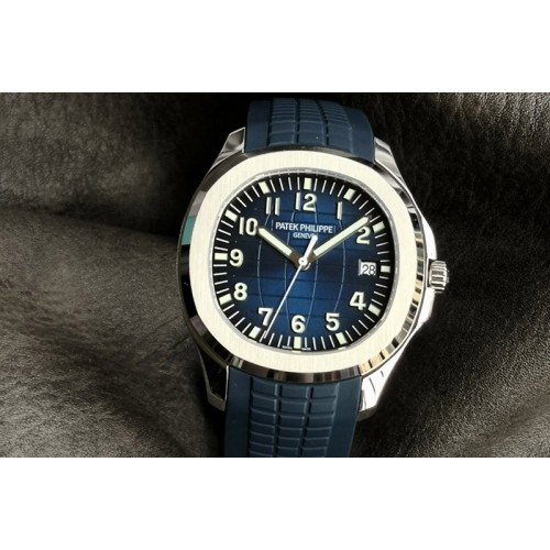 Patek Philippe Aquanaut 5168G 42mm SS 3KF 1:1 Best Edition Blue Dial on Blue Rubber Strap A324 Super Clone