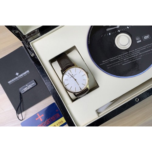 Vacheron Constantin Patrimony YG 1:1 Best Edition White Dial on Brown Leather Strap SW300 Vacheron Constantin Patrimony YG 1:1 Best Edition White Dial on Brown Leather Strap SW300
