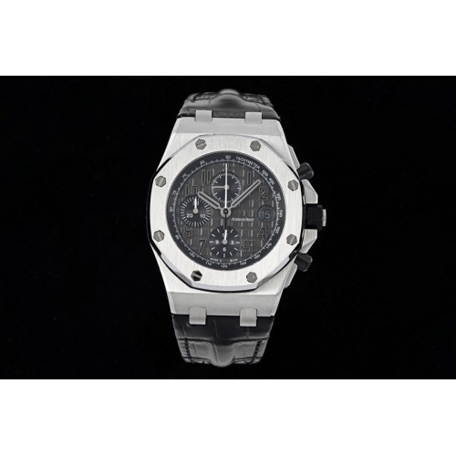 Audemars Piguet Royal Oak Offshore 42mm SS APF 1:1 Best Edition Gray Dial on Black Leather Strap A3126 Audemars Piguet Royal Oak Offshore 42mm SS APF 1:1 Best Edition Gray Dial on Black Leather Strap A3126