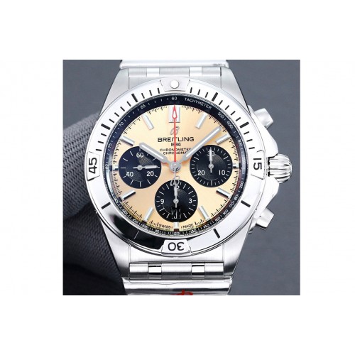 Breitling Chronomat B01 42mm SS TF 1:1 Best Edition Pink Dial on SS Bracelet A7750