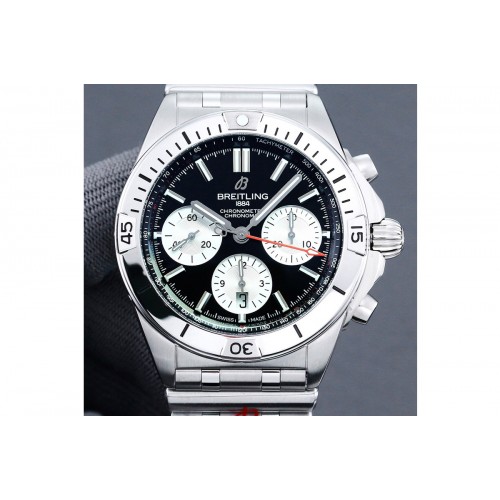 Breitling Chronomat B01 42mm SS TF 1:1 Best Edition Black Dial on SS Bracelet A7750