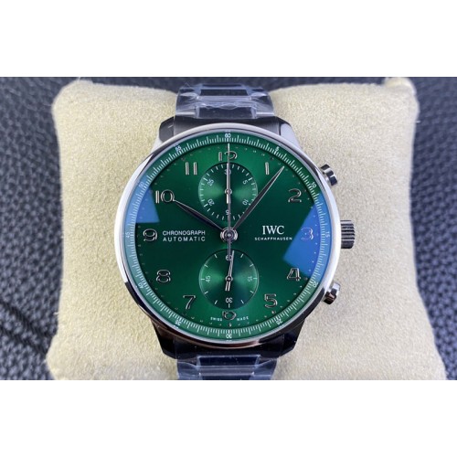 IWC Portuguese Chrono IW3716 ZF 1:1 Best Edition Green Dial on SS Bracelet A69355