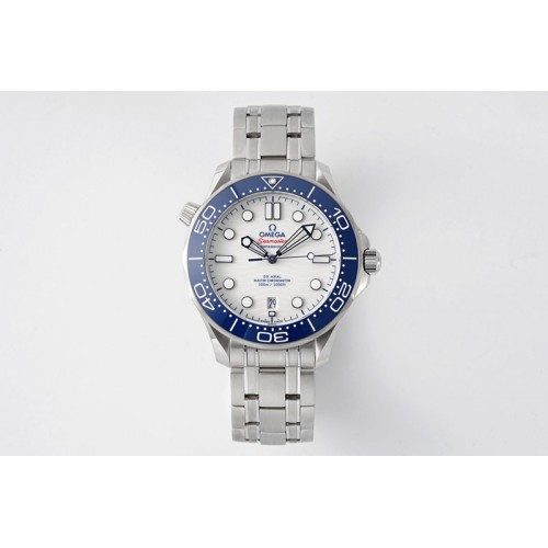 Omega Seamaster Diver 300M ZF 1:1 Best Edition Blue Ceramic White Dial on SS Bracelet A8800