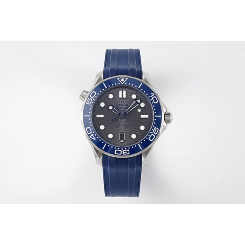 Omega Seamaster Diver 300M ZF 1:1 Best Edition Blue Ceramic Gray Dial on Blue Rubber Strap