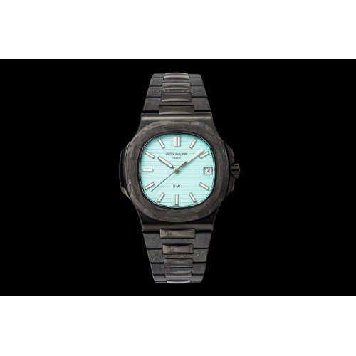 Patek Philippe Nautilus 5711 DIW Carbon DIWF 1:1 Best Edition Tiffany Blue Textured Dial on Carbon/PVD Bracelet 324CS