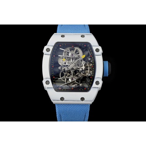 Richard Mille RM027-02 Nadal Real Tourbillon RMF Best Edition White Forge Carbon Black Inner Bezel on Blue Nylon Strap
