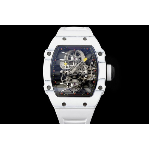 Richard Mille RM027-02 Nadal Real Tourbillon RMF Best Edition White Forge Carbon Black Inner Bezel on White Rubber Strap Richard Mille RM027-02 Nadal Real Tourbillon RMF Best Edition White Forge Carbon Black Inner Bezel on White Rubber Strap
