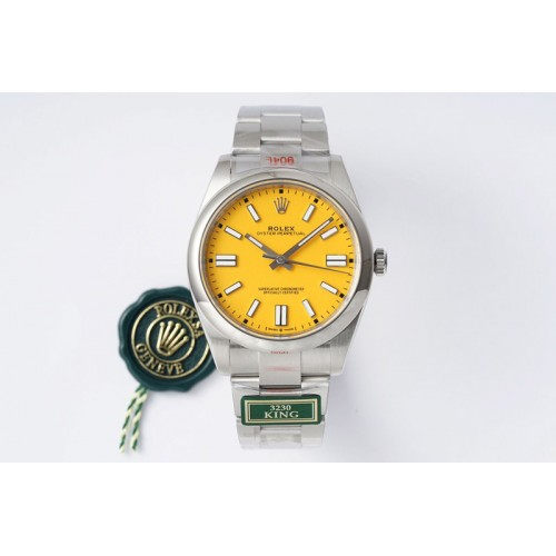 Rolex Oyster Perpetual 41mm 124300 KING 1:1 Best Edition 904L Steel Yellow Dial on SS Bracelet K3230