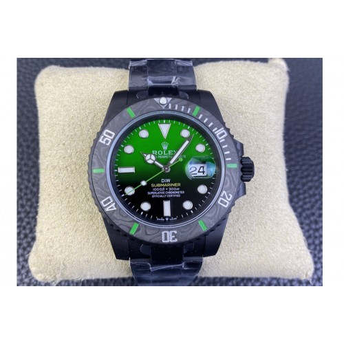 Rolex Submariner DIW "Parakeet" DLC VSF 1:1 Best Edition Black/Green Dial on DLC Bracelet VS3135