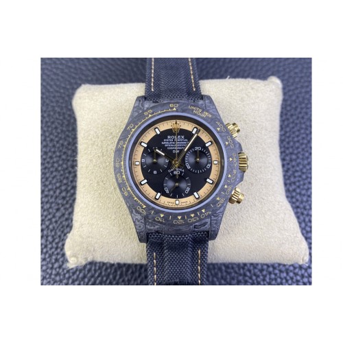 Rolex Daytona DIW Carbon/YG DIWF Best Edition Black/Gold Dial on Black Nylon Strap A7750