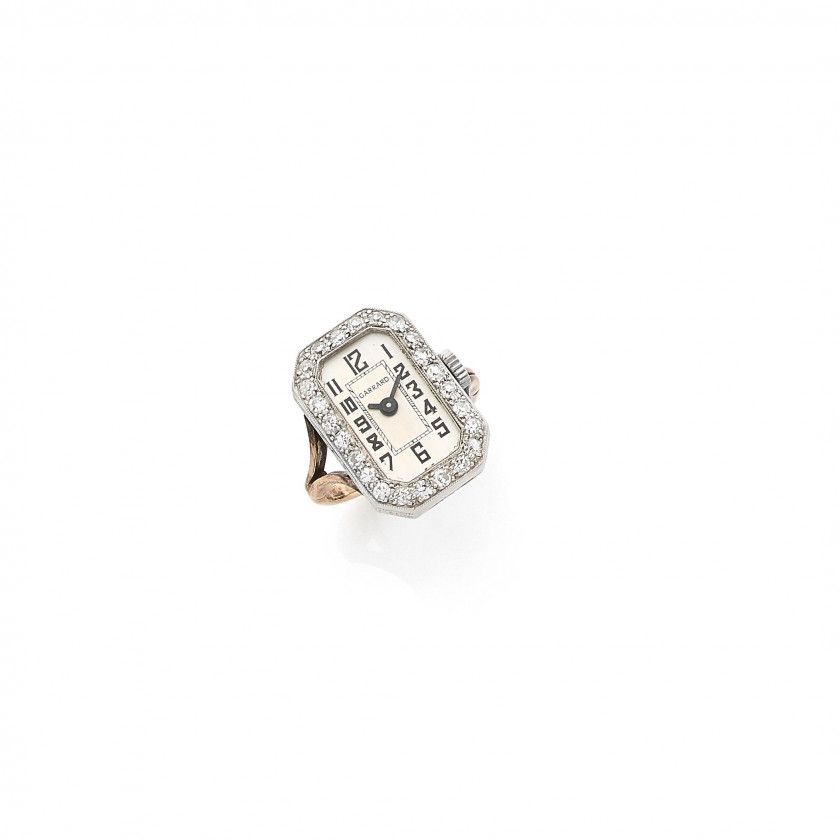Montre bague de dame en or jaune 18k (750)