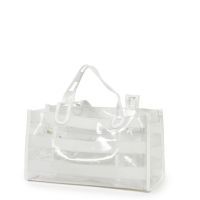 JUNYA WATANABE COMME DES GARÇONS CABAS en vinyle rayé transparent et blanc (37x20 cm)