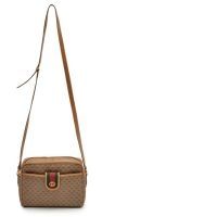 GUCCI Vintage BESACE et SAC à rabat en toile siglée rehaussés de cuir et d'une sangle (petite patine d'usage): le premier (22 x 23 x 8 cm) (usure aux angles), le second (17 x 25 x 4 cm) (petit accident sur cuir)