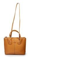 TOD'S SAC cuir camel (une anse à recoller). CABAS en cuir gold, bandoulière (25x31x10cm) (patine d'usage) (un élément de l'anse à refixer)