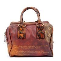 LOUIS VUITTON X RICHARD PRINCE (printemps-été 2008) SAC Mancrazy en en toile Monogram, cuir et reptile dans les tons bordeaux, chaudron et orange, garnitures en laiton doré (env 29 x 26 x 22 cm)