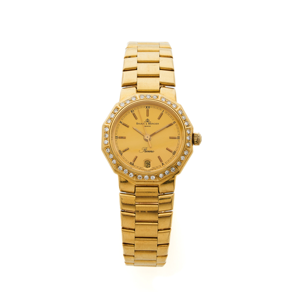 BAUME MERCIER
     BAUME MERCIER Riviera, ref. 83212950, n° 1665731 Vers 1980  Montre bracelet de dame en...
