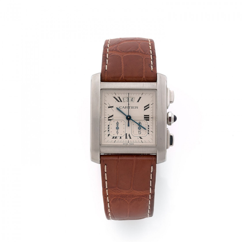 CARTIER Tank Française Chronoflex, ref. 2531, n° 211819BB,Vers 2000