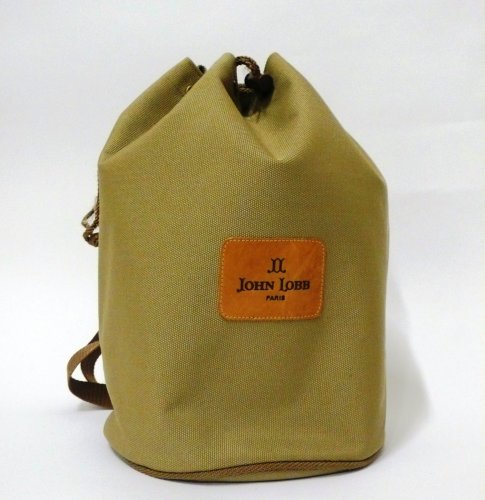 JOHN LOBB Paris Petit sac en toile kaki, application en cuir marqu