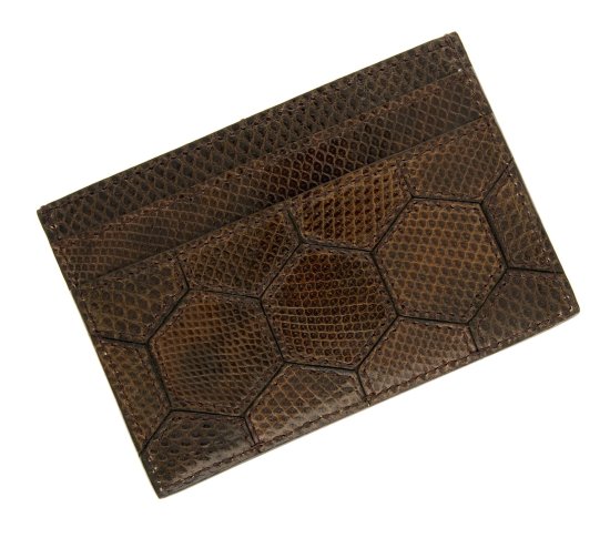NICOLAS ROBERT - Porte cartes en serpent marron.