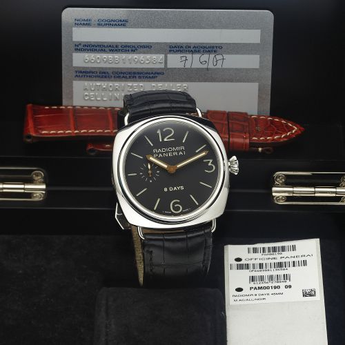 PANERAI PAM 00190 RADIOMIR 8 DAYS. Officine Panerai, Firenze 1860, 8 Days, No. I 238 / 500, Ref.. OP 6609. Made in a limited edition of 500 pieces in 2006.. Fine and rare, large, cushion-shaped, water-resistant. stainless steel diver's wristwatch with a s