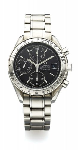 OMEGA REF. 175.0083. SPEEDMASTER AUTOMATIC STEEL. Omega, Speedmaster, Automatic, Ref. 175.0083.. Made in the 1990s.. Fine, self-winding, water-resistant, stainless steel wristwatch. with round button chronograph, registers, date and a. stainless steel Ome