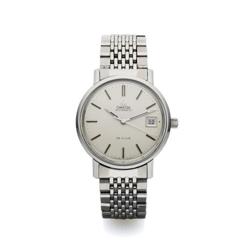OMEGA REF. 166.003 SEAMASTER STEEL. Omega, Seamaster, Automatic, No. 24836156, Ref. 166.003. Made circa 1968.. Fine and rare, center seconds, self-winding, water-resistant, stainless steel. wristwatch with date and a stainless steel Omega link bracelet.