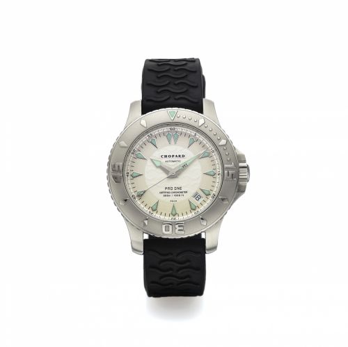 CHOPARD REF. 8912 PRO ONE L.U.C.. Chopard, "Automatic Certified Chronometer, 300m/1000 ft" case No.. 865343, Ref. 8912. Sold July 18th, 2008.. Fine, center seconds, self-winding, water resistant to 300 m. stainless steel diver's chronometer wristwatch wit