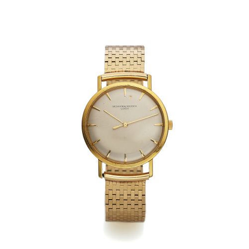 VACHERON CONSTANTIN. REF. 6132 YELLOW GOLD. Vacheron Constantin, Genève, No. 531027, case No.. 357545, Ref. 6132. Made in 1957.. Very fine, center seconds, 18K yellow gold wristwatch with a. 14K yellow gold brick link bracelet.
