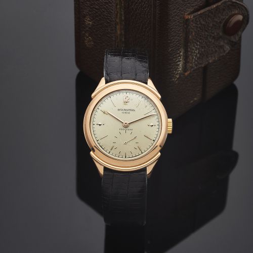 PATEK PHILIPPE REF. 2426. RETAILED BY FRECCERO. Patek Philippe Cie, Genève, No. 962084, case No.. 421291, Ref. 2426, retailed by Freccero. Production of this. reference started in 1947.. Very fine and extremely rare 18K pink gold wristwatch. with an 18K