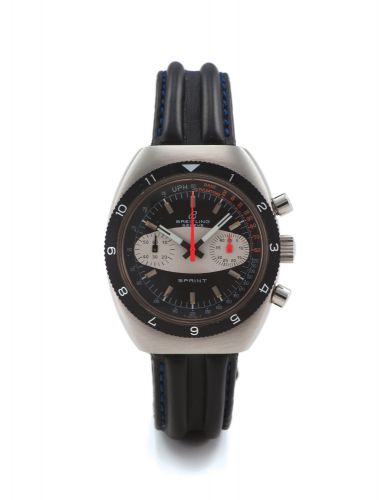 BREITLING REF.2212 SPRINT STEEL. Breitling, Geneve, "Sprint", case No. 1241201, Ref. 2212. Made. cica 1970s.. Fine, tonneau, manual-winding, water resistant, antimagnetic. round button chronograph, register, tachometer, stainless. steel wristwatch with st