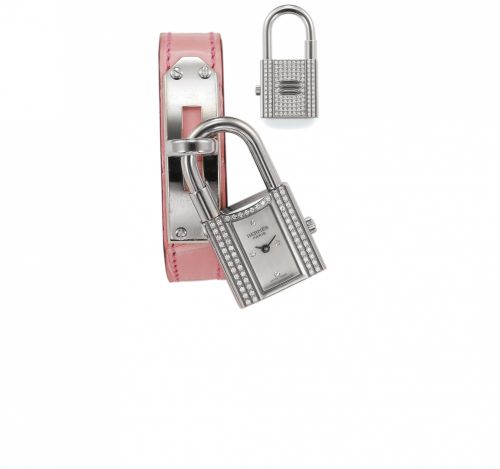 HERMES KELLY WATCH. DIAMNOD AND WHITE GOLD. Hermès, Paris, Kelly watch, No. 26 / 30, case No. 2281652. Ref. KE1.291. Made in a limited edition of 30 pieces, circa. 2000s.. Fine and rare, 18K white gold and diamond lock motif. lady's wristwatch with 18K wh