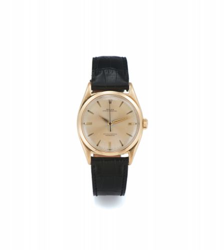 ROLEX REF. 6599 YELLOW GOLD. Rolex, Oyster Perpetual, Officially Certified Chronometer, No.. 802069, case No.435178, Ref. 6599. Made in 1958.. Fine and rare, water-resistant center seconds self-winding. 18K yellow gold wristwatch with gold plate Rolex buc