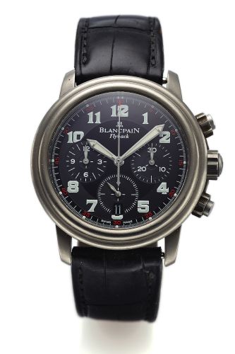 BLANCPAIN FLYBACK CHRONOGRAPH TITANIUM.Blancpain, Flyback Chronograph, No. 394, Ref. 2185F. Made.circa 2000..Fine, self-winding, water-resistant, titanium wristwatch with.round screw-down button fly-back chronograph, registers, date.40 hours autonomy and 
