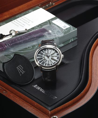 AUDEMARS PIGUET REF. 15325 BC MILLINARY PIANOFORTE WHITE GOLD.Audemars Piguet, Genève, Limited Edition Millenary Pianoforte, Automatic, No..716578, case No. G 20911, Ref. 15325BC. Made in 2008, sold November 26th, 2009..Very fine, rare and unusual, horizo