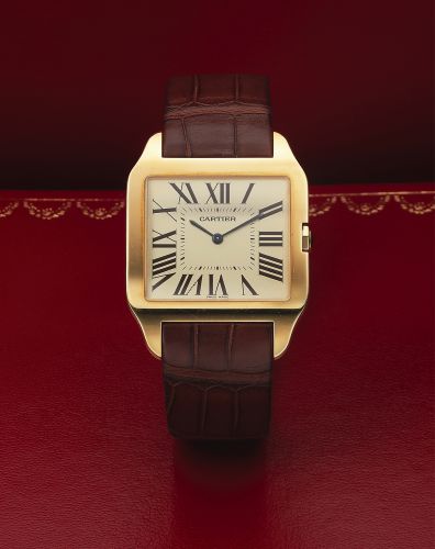CARTIER REF. 2649.SANTOS DUMONT YELLOW GOLD.Cartier, Paris, Santos-Dumont, case No. 365590 CE, Ref. 2649. Made in 2003, sold June 1st, 2004..Very fine, horizontal rectangular, 18K yellow gold.wristwatch with an 18K yellow gold Cartier deployant.clasp. Acc