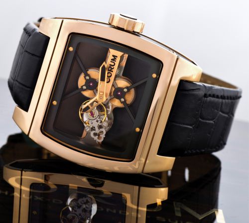 CORUM TI-BRIDGE FLYING TOURBILLON PINK GOLD.Corum, Ti-Bridge Tourbillon, D 40/50, No. 2285275, Ref. 022.702.55/0F81 0000..Fine, 18k pink gold tonneau-shaped wristwatch with tourbillon. Accompanied by the.original box and certificate.