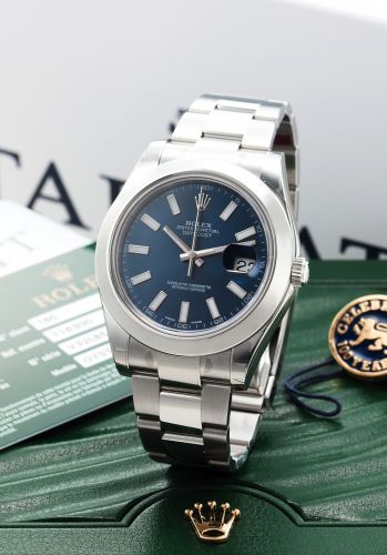 ROLEX REF. 116300 TARRATT CENTENARY DATEJUST II BLUE DIAL STEEL.Rolex Oyster Perpetual, Datejust, Superlative.Chronometer Officially Certified, case No. V32L8513, Ref. 116300. Made in a limited edition of 100 pieces in 2013.to commemorate Tarratt 100th An
