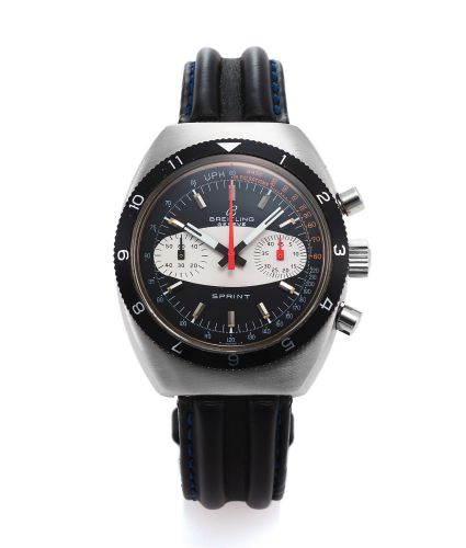 BREITLING REF. 2212 SPRINT STEEL.Breitling, Geneve, Sprint, case No. 1241201.Ref. 2212. Made cica 1970s..Fine, tonneau, manual-winding, water resistant, antimagnetic.round button chronograph, register, tachometer, stainless steel.wristwatch.