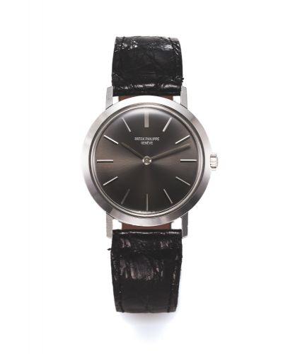 PATEK PHILIPPE REF. 3509 STEEL.Patek Philippe, Genève, No. 1148299, case No. 2657492, Ref. 3509. Made in 1968, sold on June 30th, 1969..Fine and unusual, thin, water-resistant, stainless steel.wristwatch with a stainless steel Patek Philippe buckle..Accom